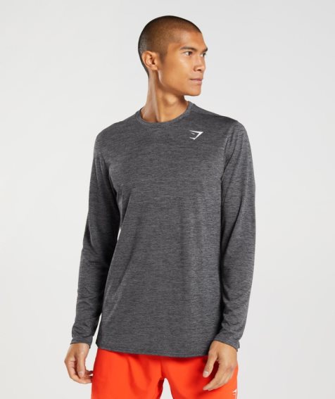 Men's Gymshark Arrival Long Sleeve T-Shirts Dark Grey | NZ 6CGXTK